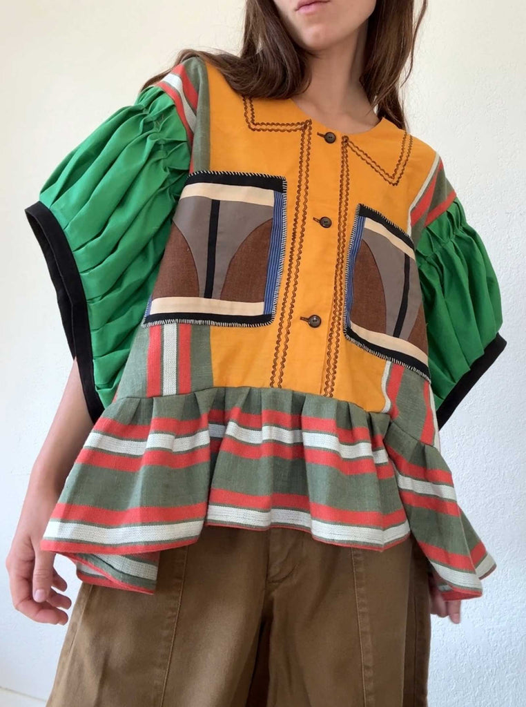 green-pleat-pocket-top
