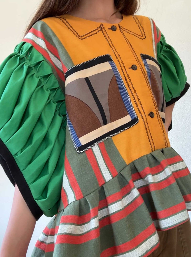 green-pleat-pocket-top